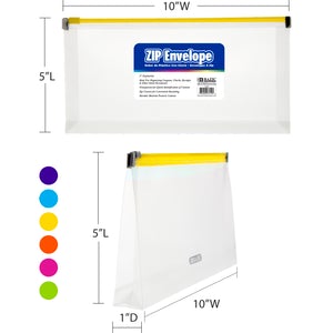 Zip Envelope Coupon/Check Size/Pencil Case Clear, Color May Vary