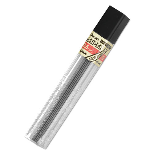 Super Hi-Polymer Lead Refills, 0.5 mm, HB, Black, 12/Tube