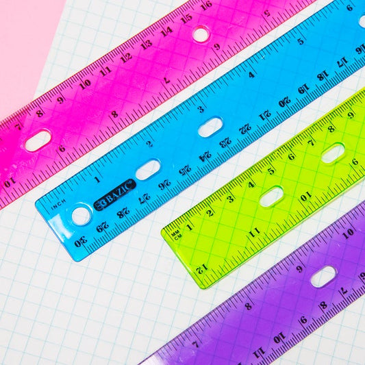 12" (30cm) Plastic Ruler Color may vary