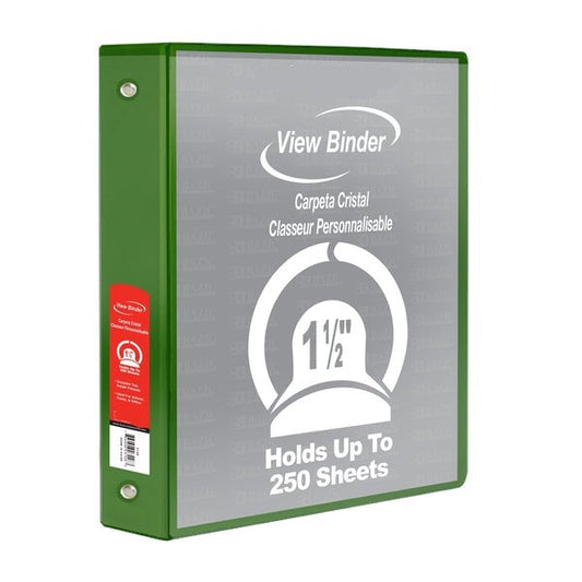 1.5" Hard 3-Ring Binder with View Green