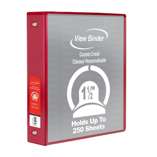 1.5" Hard 3-Ring Binder with View Red
