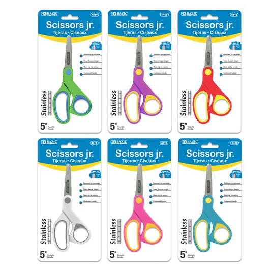 School Scissors 5" Blunt Tip Soft Grip Color may vary