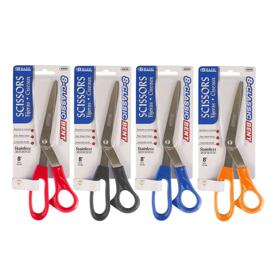 Office Scissors 8" Bent Handle Color may vary