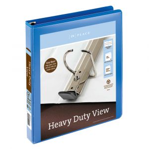Heavy-Duty View 3-Ring Binder, 1" D-Rings Blue