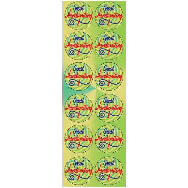 “Great Handwriting” Circle Stickers 6 Sheet per pack