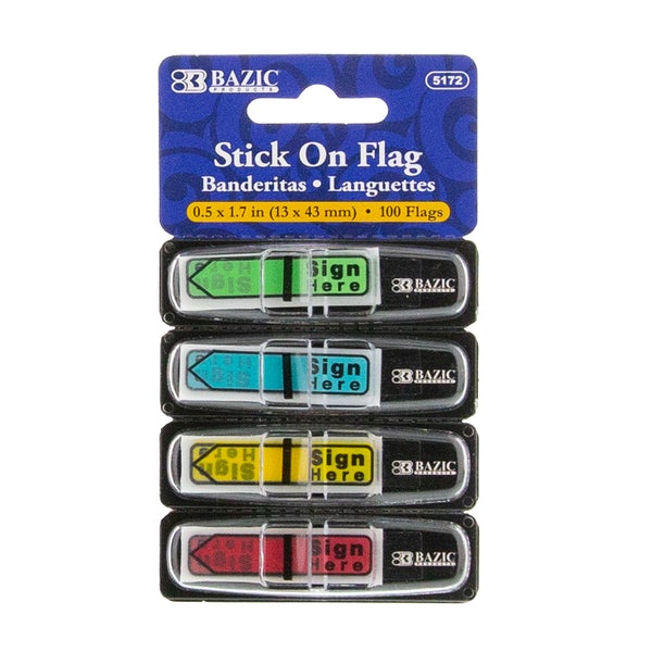 Flags Neon Color Printed Sign Here w/ Dispenser