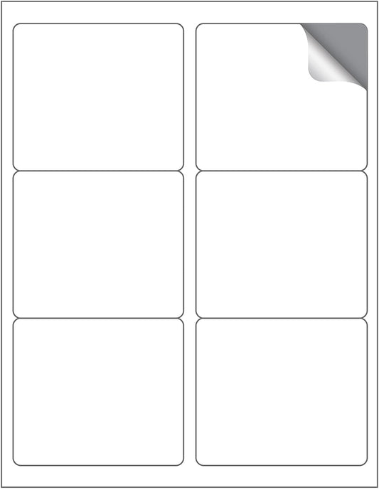 White Labels 6 on a page 100 Sheets/Box