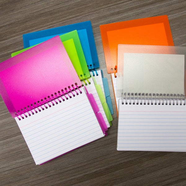 Ruled White Index Card, View Poly Spiral Bound w/ 2-Tab Divider 3" x 5" 50 Ct. Color May Vary