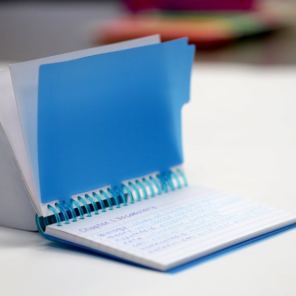 Ruled White Index Card, View Poly Spiral Bound w/ 2-Tab Divider 3" x 5" 50 Ct. Color May Vary