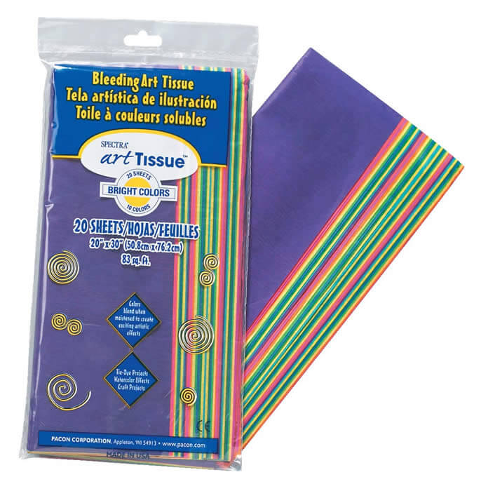 Bleeding Art Tissue 20" X 30" Bright Colors 20 Sheets