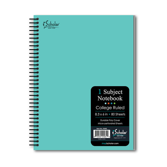 Poly Cover 1 Subject Spiral Notebooks, 8.3″ X 6″, College Ruled Color may vary