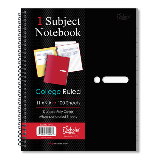 Poly Cover 1 Subject Spiral Notebooks, 11″ X 9″, College Ruled Color may vary