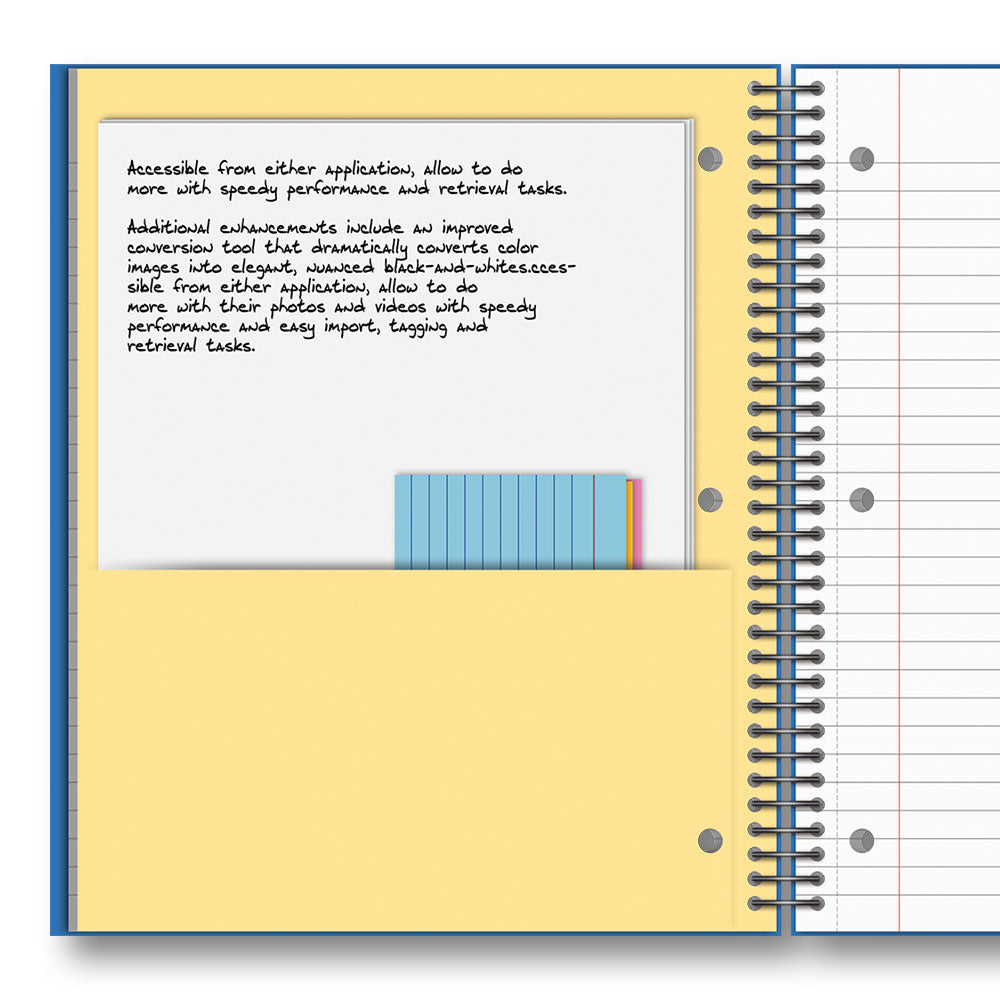 Poly Cover 5 Subject Spiral Notebooks, 11″ X 9″, College Ruled Color may vary