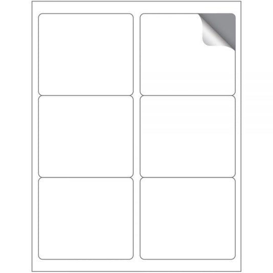 White Labels 6 on a page 25 Sheets/Box