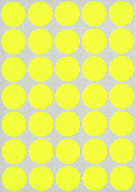 3/4" Round Labels Yellow Glow