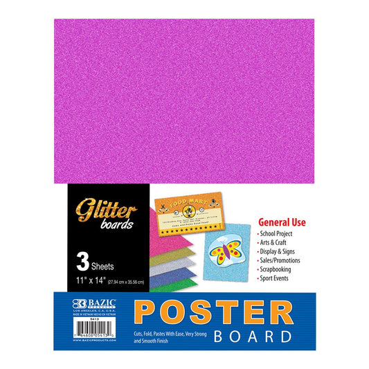 11" X 14" Glitter Poster Board Assorted Colors (3/Pack)