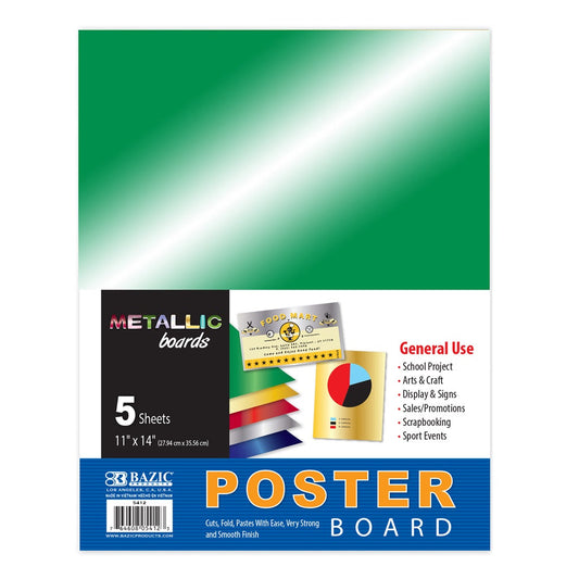 11" X 14" Metallic Poster Board Assorted Colors (5/Pack)