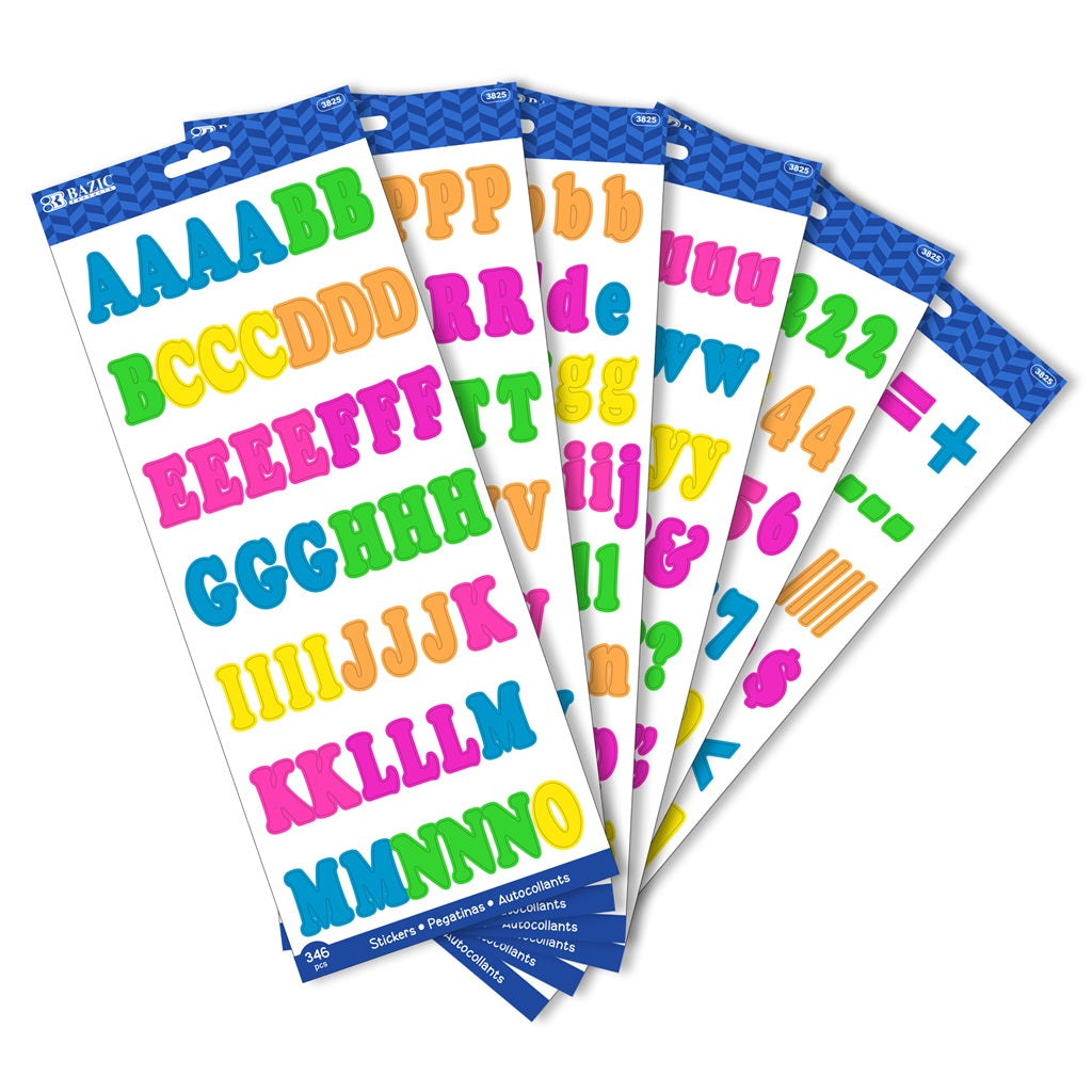 1" MULTICOLOR ALPHABET & NUMBERS STICKERS (310pc)