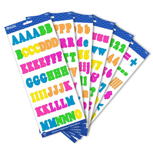 1" MULTICOLOR ALPHABET & NUMBERS STICKERS (346/Pack)
