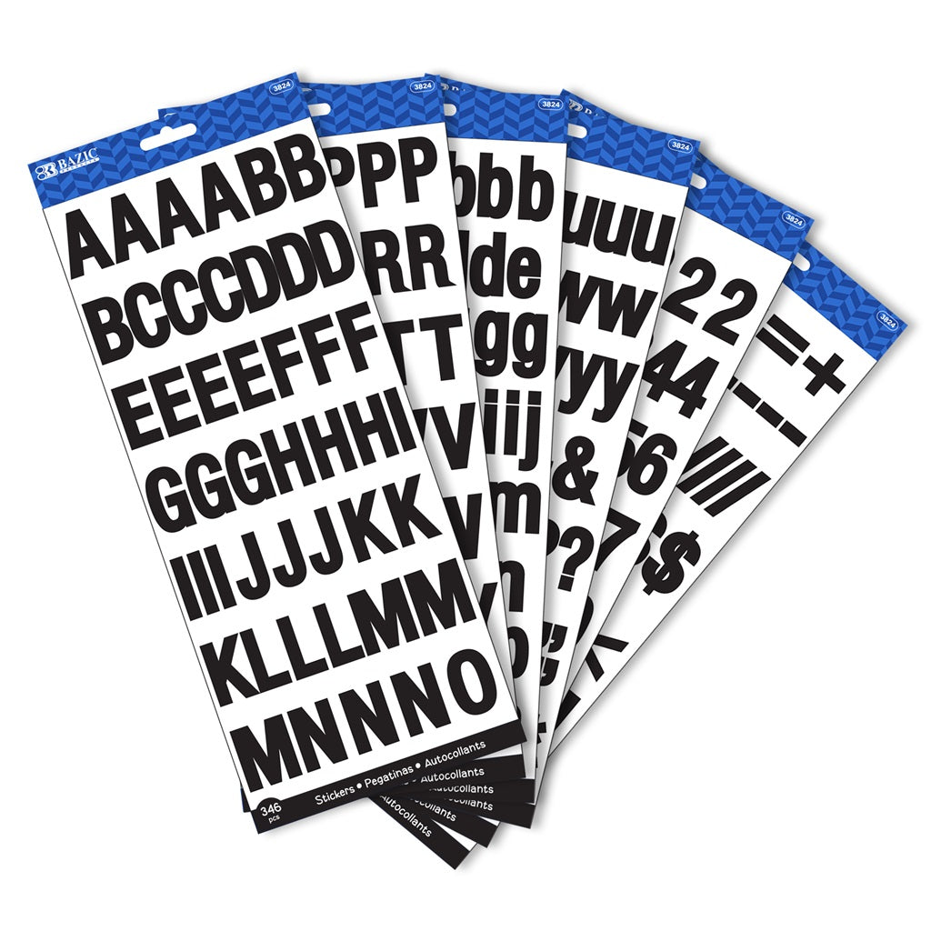 1" Black Color Alphabet & Numbers Stickers (310pc)