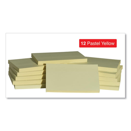 Sticky Notes Self-Stick Note Pads, 3 X 5, Yellow, 100-Sheet, 12/Pack