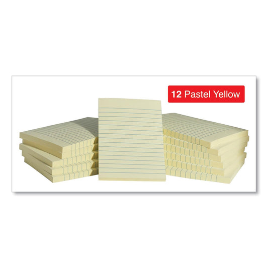 Sticky Notes Self-Stick Note Pads, Lined, 4 X 6, Yellow,