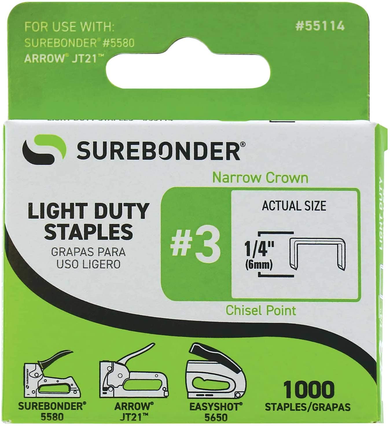 Jt21 Light Duty Staples 1/4" 1000 Pack