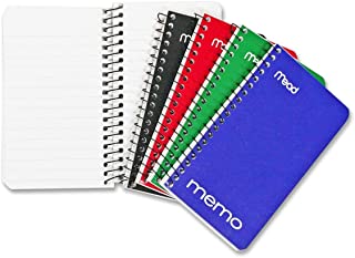 Wirebound Memo Notebook 40 White 4 x 6 Sheets Color May Vary