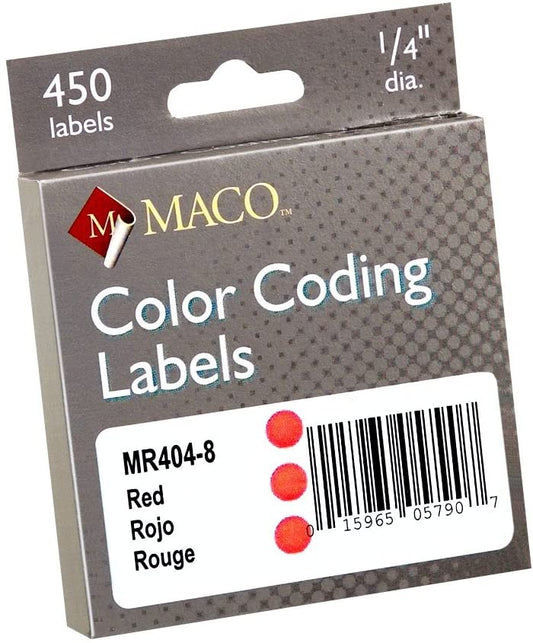 1/4" Round Labels Red