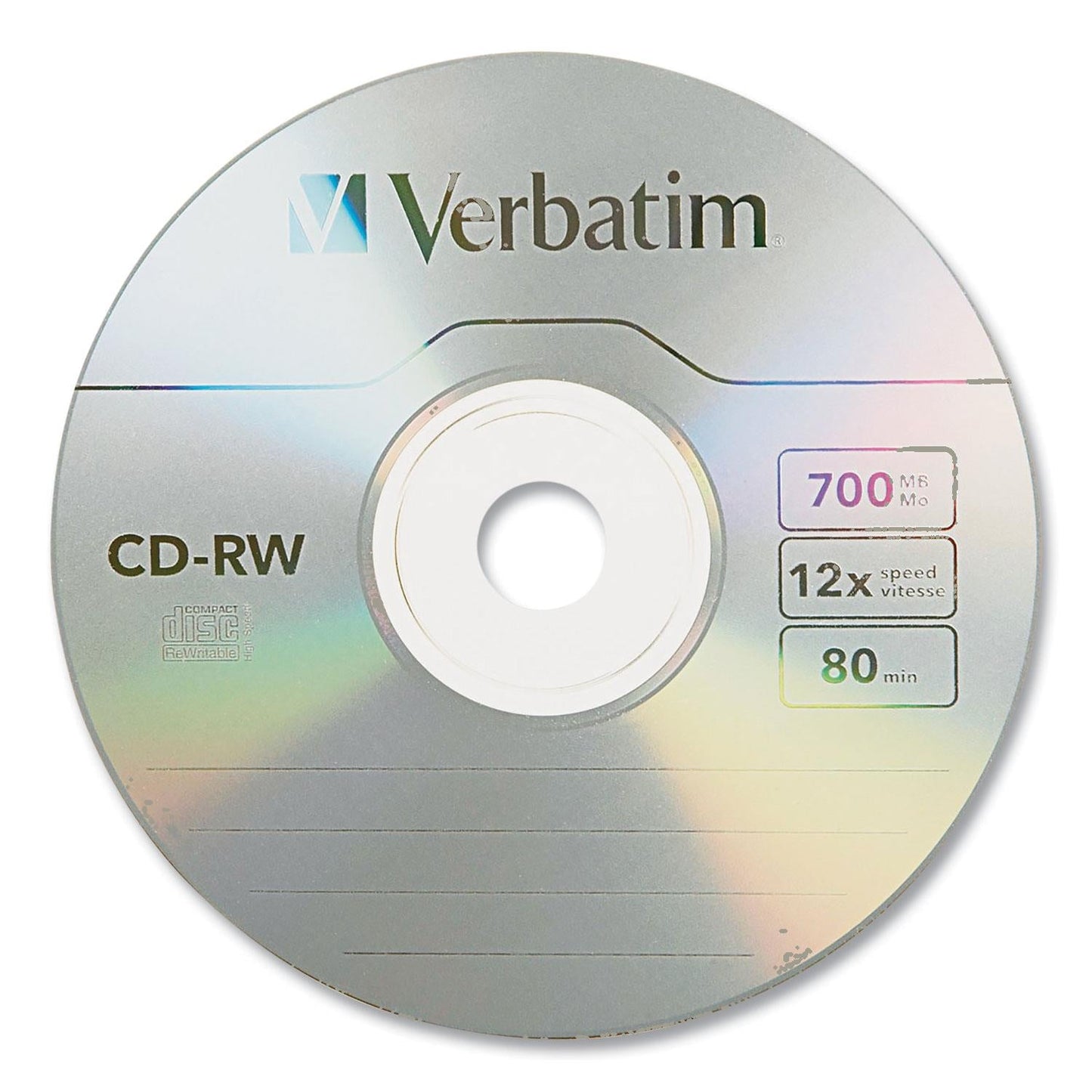 D-RW High-Speed Rewritable Disc, 700 MB/80 Min, 12x, Slim Case, Silver
