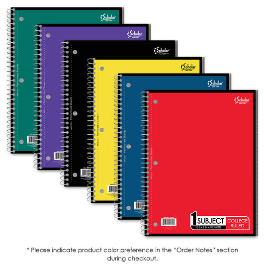 1 Subject Wirebound Notebook 10.5″ X 8″, 70 Page, College Ruled Color may vary