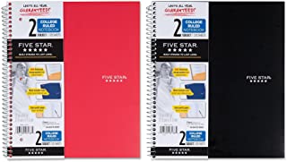 Five Star Notebook, 11" X 8-1/2" College Ruled 2 Subjects, 120 Sheets Color may vary
