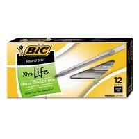 BIC Round Stick Ballpoint Pen, Medium Point, 1.0 mm, Black 12 Pack