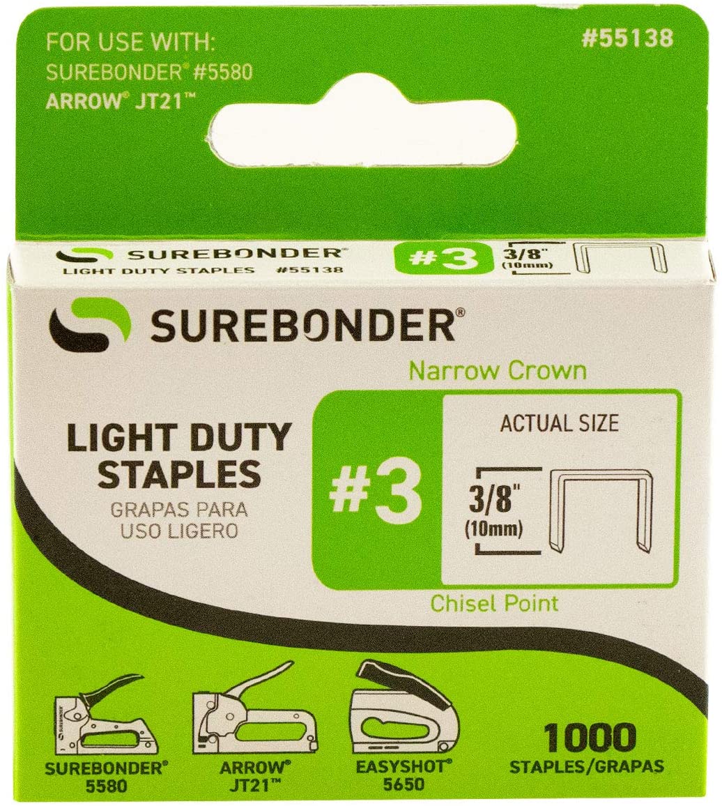 Jt21 Light Duty Staples 3/8" 1000 Pack