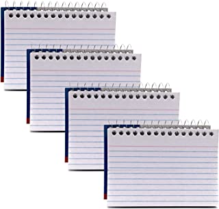 Ruled White Index Card, Spiral Bound 4" x 6" 50 Ct.