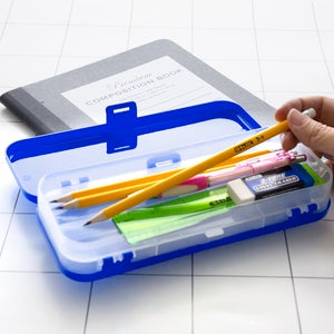 Pencil Case 8" Double Deck Organizer Box, Color May Vary