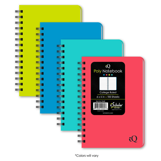 Poly Memo Book Double Wire 4″ X 6″ Side Open Color May Vary