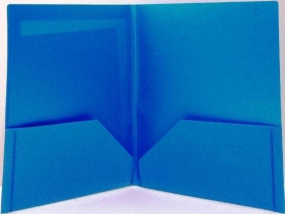 2 Pocket Clear View Folder, Blue