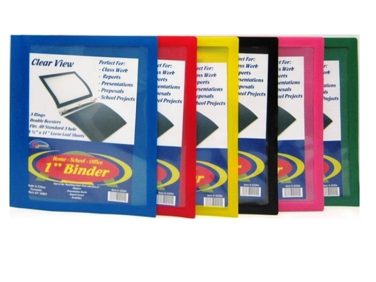 1" Clear View Frame Poly Binder Color May Vary