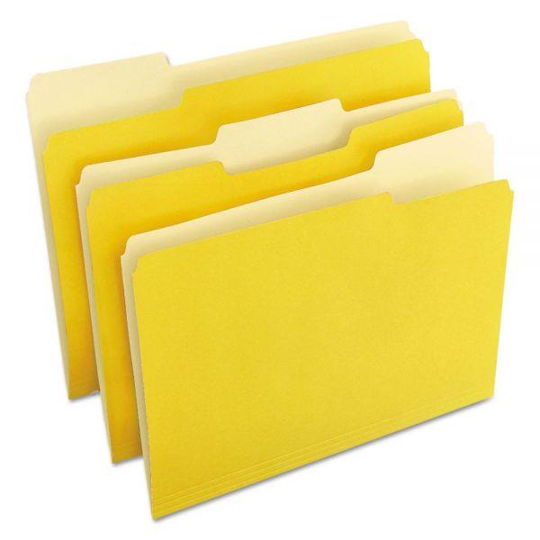 2-Tone File Folders, 1/3 Cut, Letter Size, Yellow, Box Of 100
