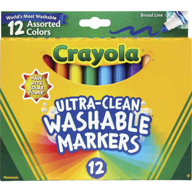 Crayola Ultra-Clean Washable Markers, Broad Bullet Tip, Assorted Color –  King Stationary Inc