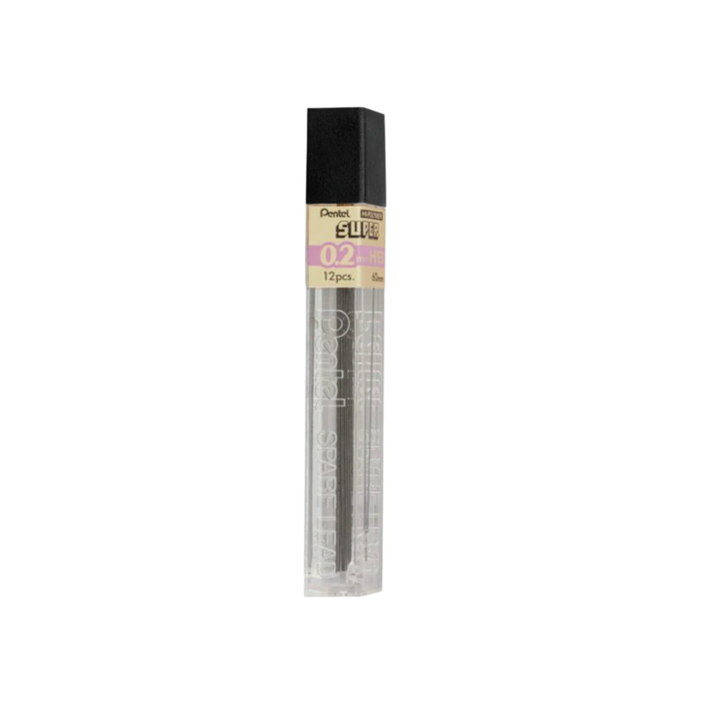Super Hi-Polymer Lead Refills, 0.2 mm, HB, Black, 12/Tube
