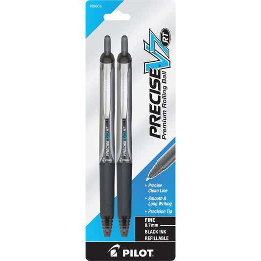 Pilot Precise V7 RT Fine Premium Retractable Rolling Ball Pens Black 2 Pack
