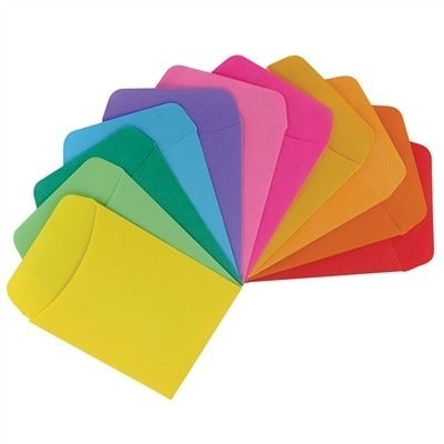 Library Pockets 3.5" x 4.875" Non-Adhesive - 30 Ea. of 10 Colors, 300 Pockets
