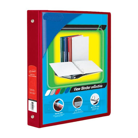 2" Hard 3-Ring Binder with View Red