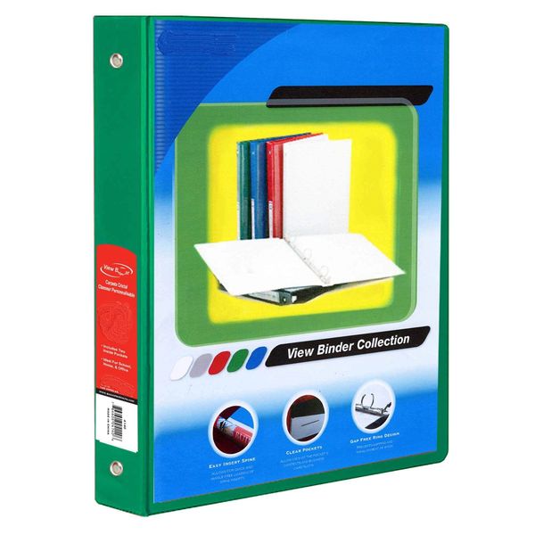 2" Hard 3-Ring Binder with View Green