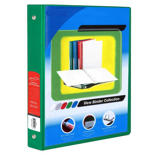 3" Hard Round-Ring Binder with View Green