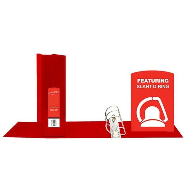 1-1/2″ Slant-D Ring View Binder With 2 Pockets, Red