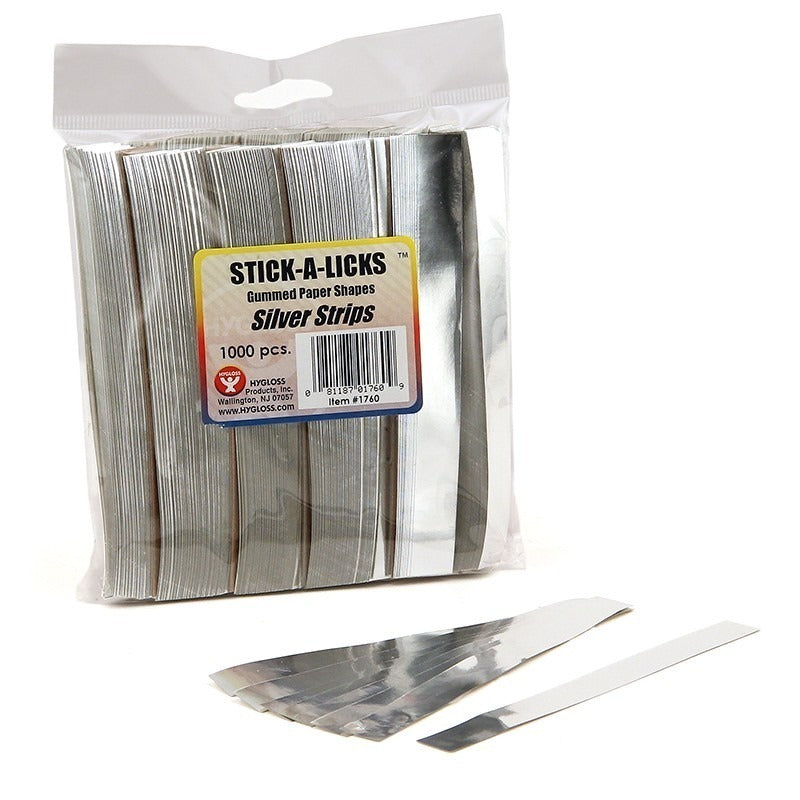 Stick-A-Licks Gummed Chain Strips Silver, Pack of 1000