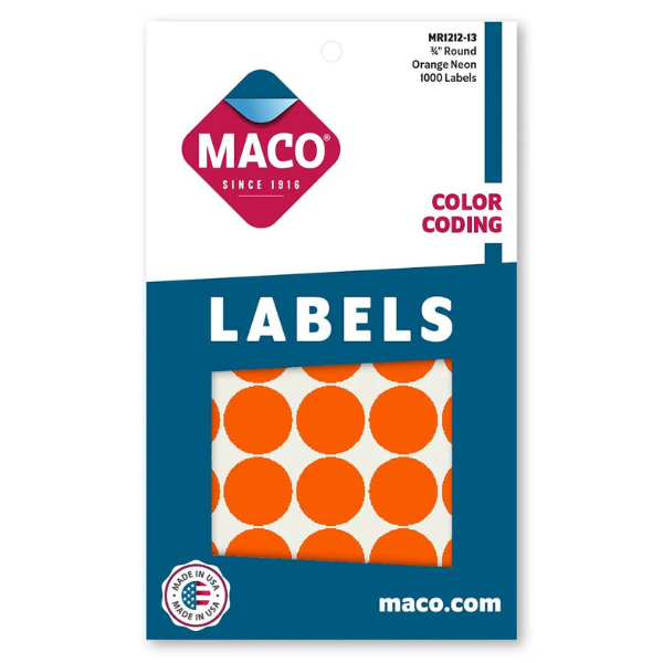 3/4" Round Labels Orange Glow